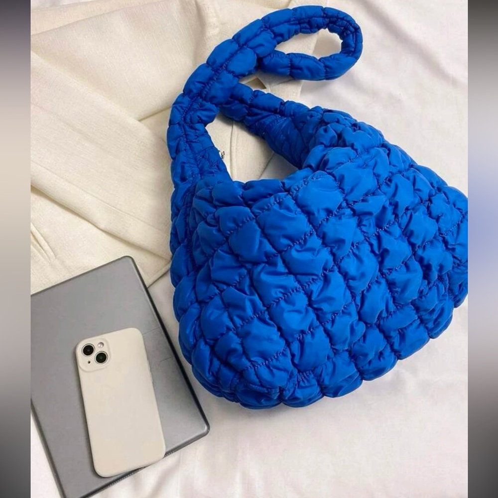 NWT OVERSIZED QUILTED CROSSBODY BAG COBALT BLUE